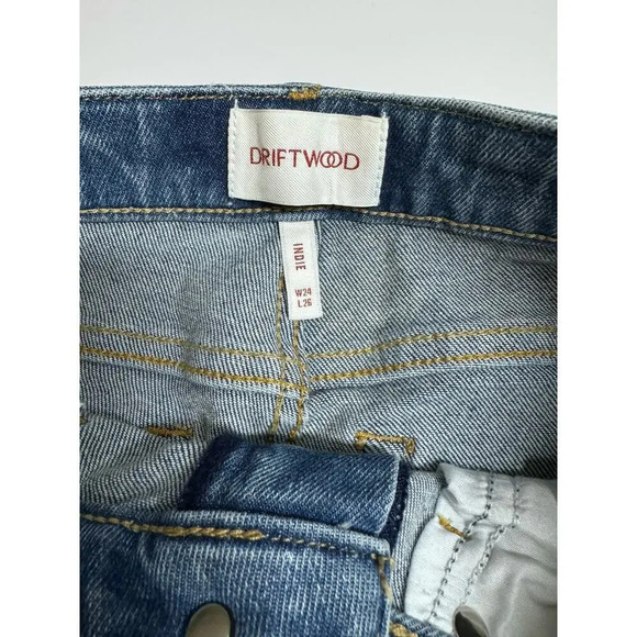 Driftwood Indie Jeans Womens Size 24x26 Floral Embroidered Crop Denim Patchwork - Picture 6 of 9